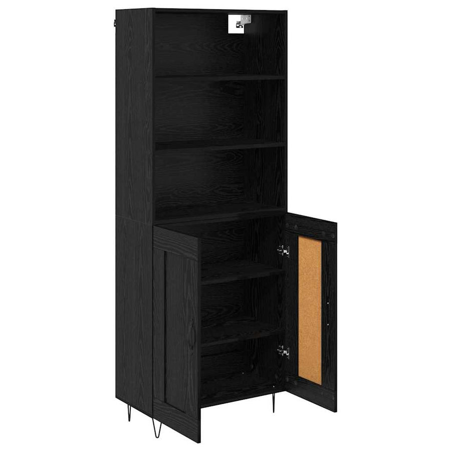 Highboard Wandgemonteerd 2 pcs Zwart Eiken Bewerkt hout