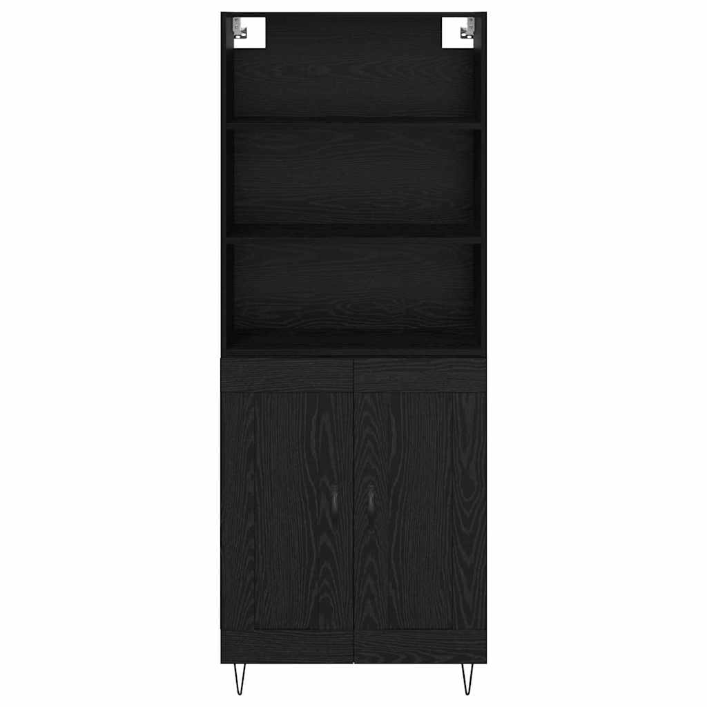Highboard Wandgemonteerd 2 pcs Zwart Eiken Bewerkt hout