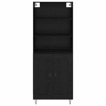 Highboard Wandgemonteerd 2 pcs Zwart Eiken Bewerkt hout