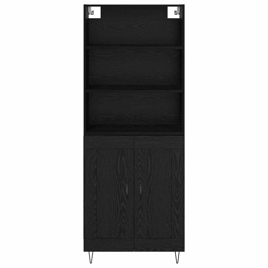Highboard Wandgemonteerd 2 pcs Zwart Eiken Bewerkt hout