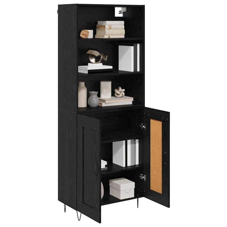 Highboard Wandgemonteerd 2 pcs Zwart Eiken Bewerkt hout