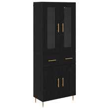 Hoge kast 2 pcs Zwart Eiken 69,5 x 34 x 180 cm Bewerkt hout