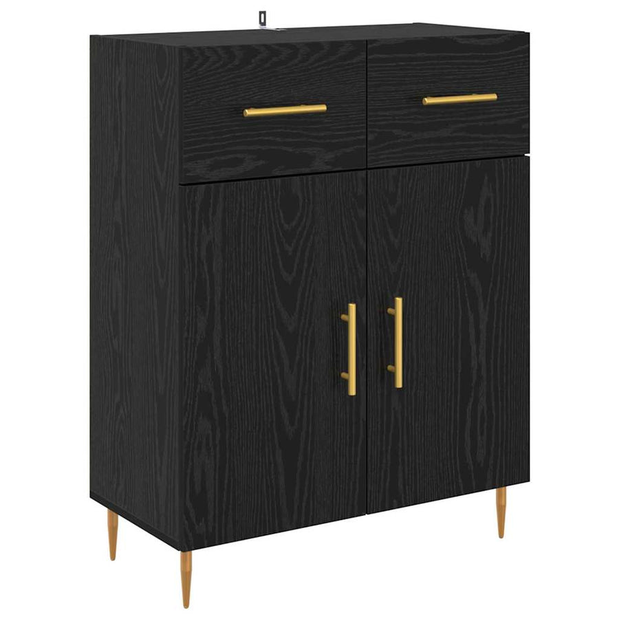 Hoge kast 2 pcs Zwart Eiken 69,5 x 34 x 180 cm Bewerkt hout
