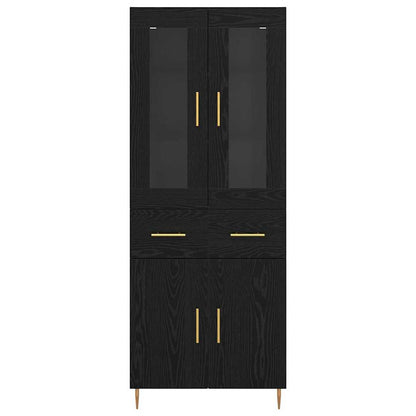 Hoge kast 2 pcs Zwart Eiken 69,5 x 34 x 180 cm Bewerkt hout