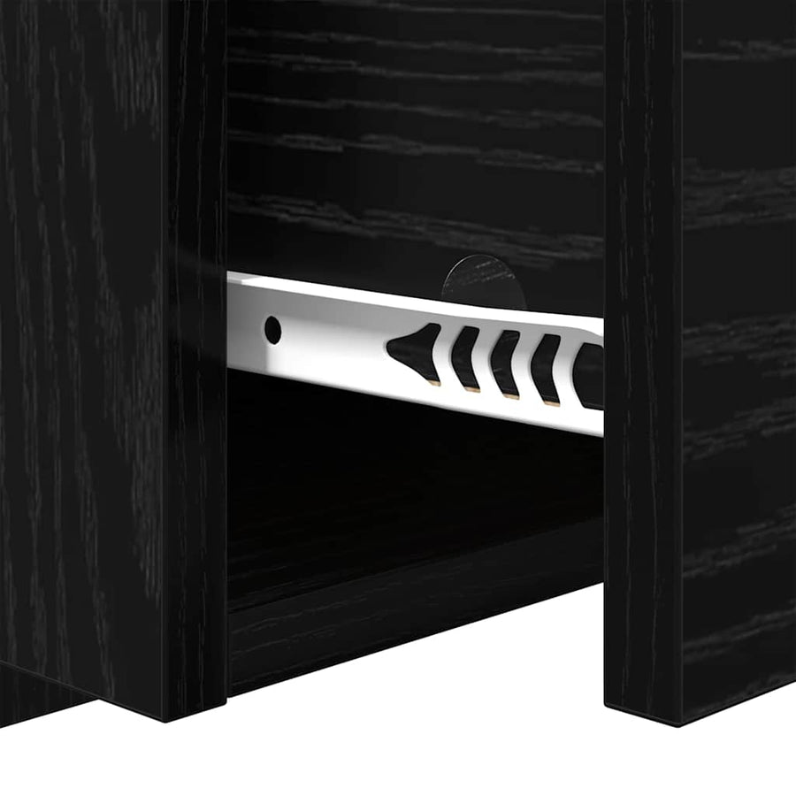 Hoofdbord Met Kast Zwart Eiken 337 x 32,5 x 80 cm Bewerkt hout