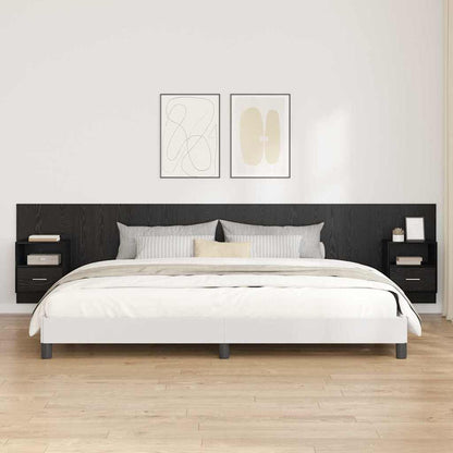 Hoofdbord Met Kast Zwart Eiken 337 x 32,5 x 80 cm Bewerkt hout