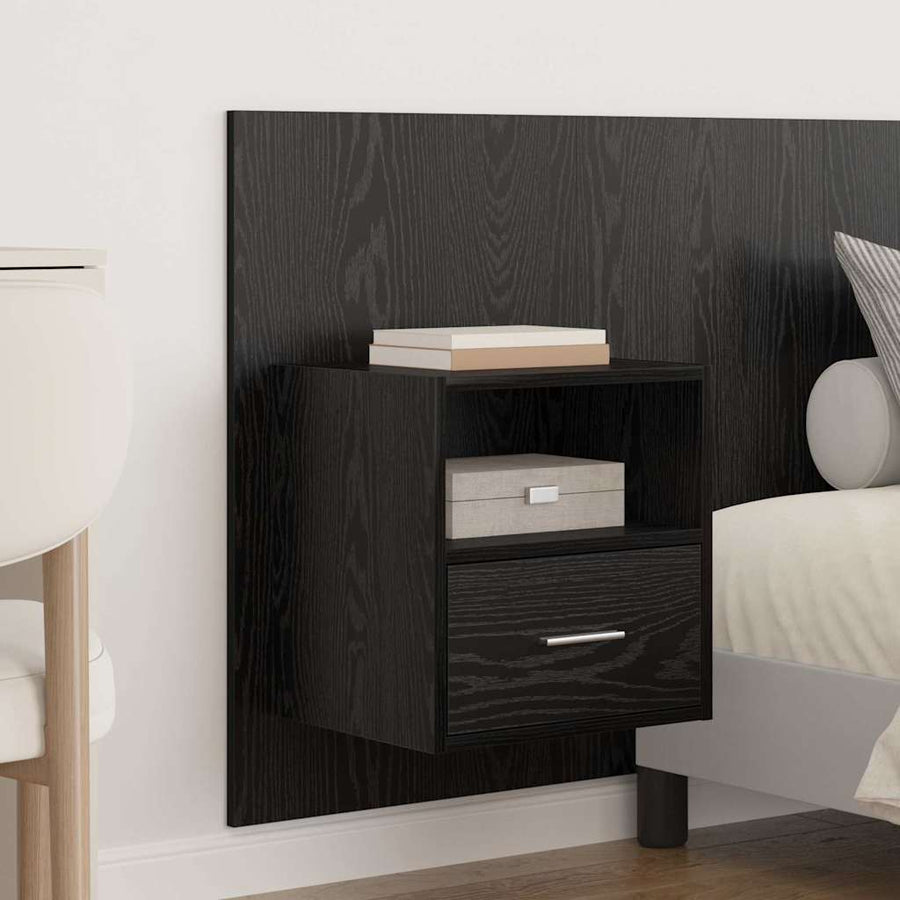 Hoofdbord Met Kast Zwart Eiken 337 x 32,5 x 80 cm Bewerkt hout