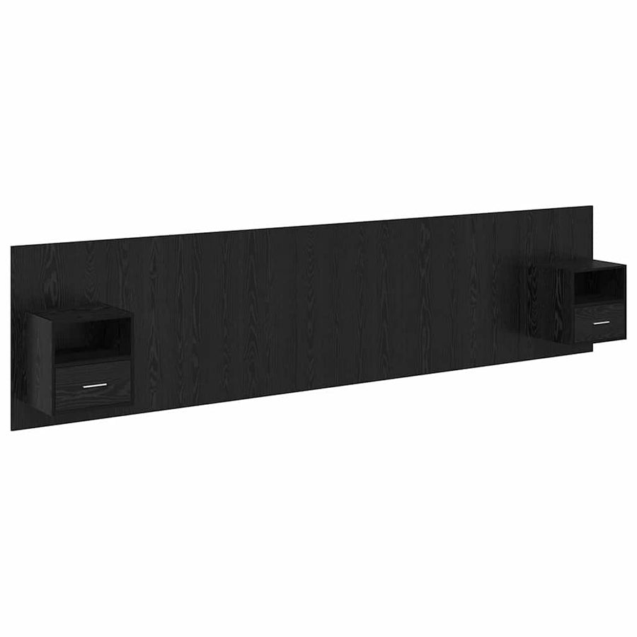 Hoofdbord Met Kast Zwart Eiken 337 x 32,5 x 80 cm Bewerkt hout
