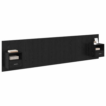 Hoofdbord Met Kast Zwart Eiken 337 x 32,5 x 80 cm Bewerkt hout