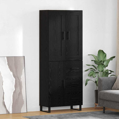 Highboard Wandgemonteerd 2 pcs Zwart Eiken Bewerkt hout
