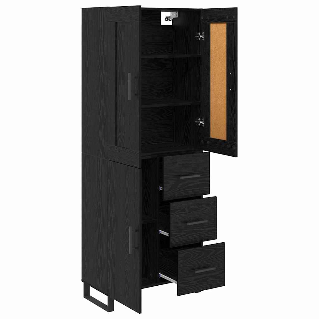 Highboard Wandgemonteerd 2 pcs Zwart Eiken Bewerkt hout