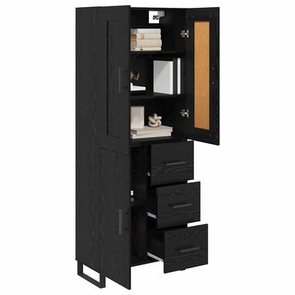Highboard Wandgemonteerd 2 pcs Zwart Eiken Bewerkt hout