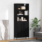 Wandkast 69,5x34x180 cm zwart eiken bewerkt hout