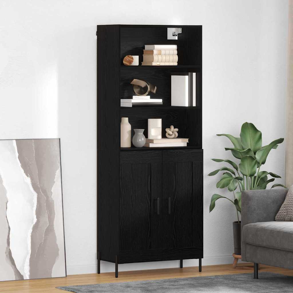 Highboard 2 pcs Zwart eiken 69,5 x 34 x 180 cm Bewerkt hout
