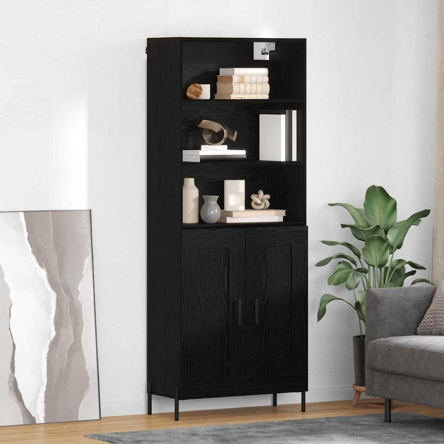 Highboard 2 pcs Zwart eiken 69,5 x 34 x 180 cm Bewerkt hout