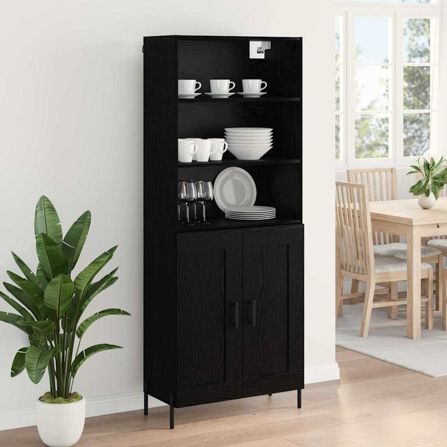 Highboard 2 pcs Zwart eiken 69,5 x 34 x 180 cm Bewerkt hout