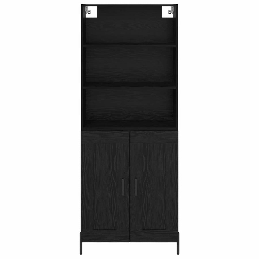 Highboard 2 pcs Zwart eiken 69,5 x 34 x 180 cm Bewerkt hout