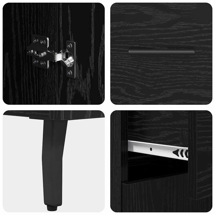 Highboard 2 pcs Zwart Eiken 69,5 x 34 x 180 cm Bewerkt hout