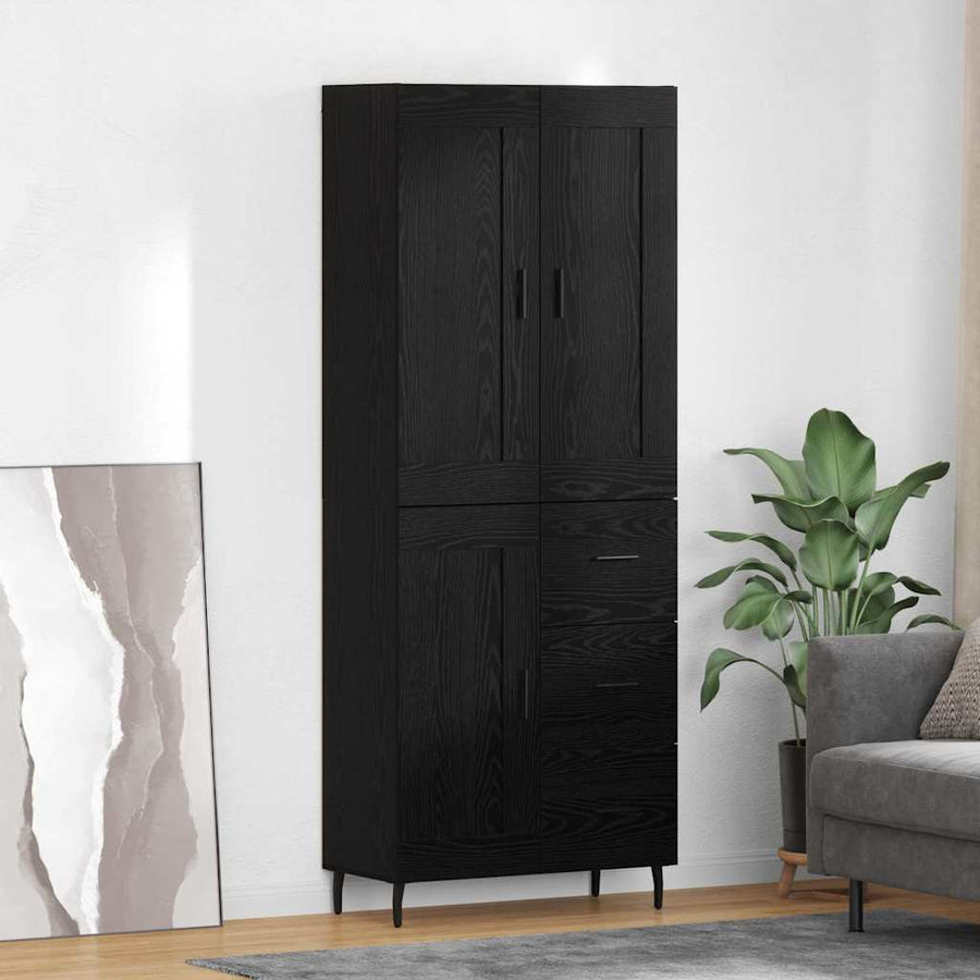 Highboard 2 pcs Zwart Eiken 69,5 x 34 x 180 cm Bewerkt hout