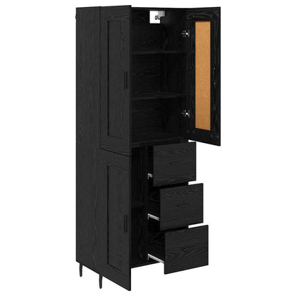 Highboard 2 pcs Zwart Eiken 69,5 x 34 x 180 cm Bewerkt hout