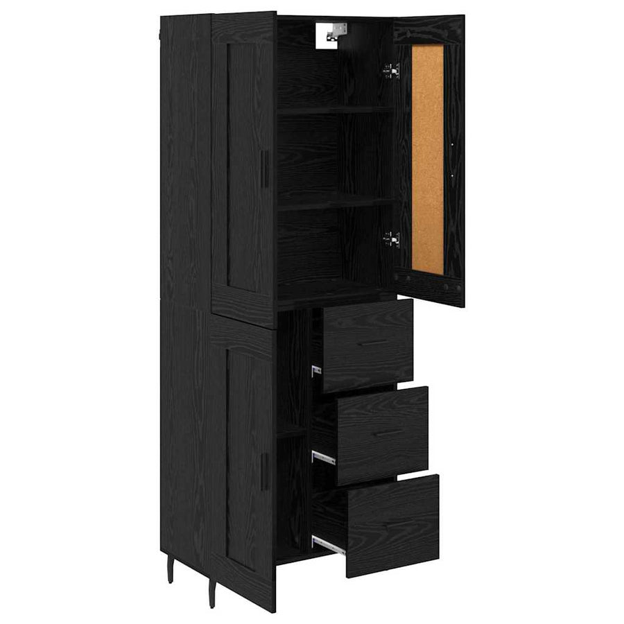 Highboard 2 pcs Zwart Eiken 69,5 x 34 x 180 cm Bewerkt hout