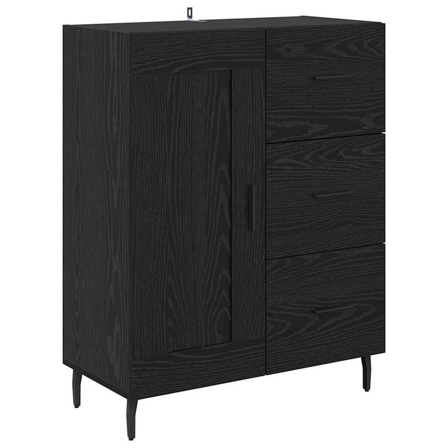 Highboard 2 pcs Zwart Eiken 69,5 x 34 x 180 cm Bewerkt hout