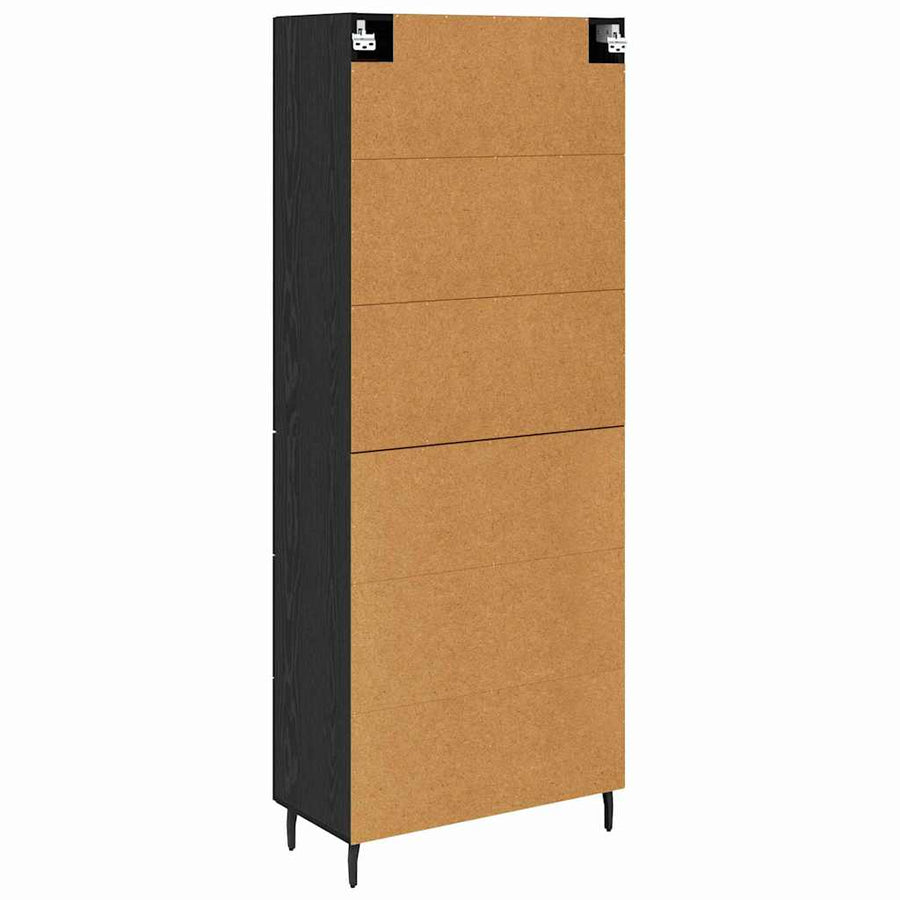 Highboard 2 pcs Zwart Eiken 69,5 x 34 x 180 cm Bewerkt hout