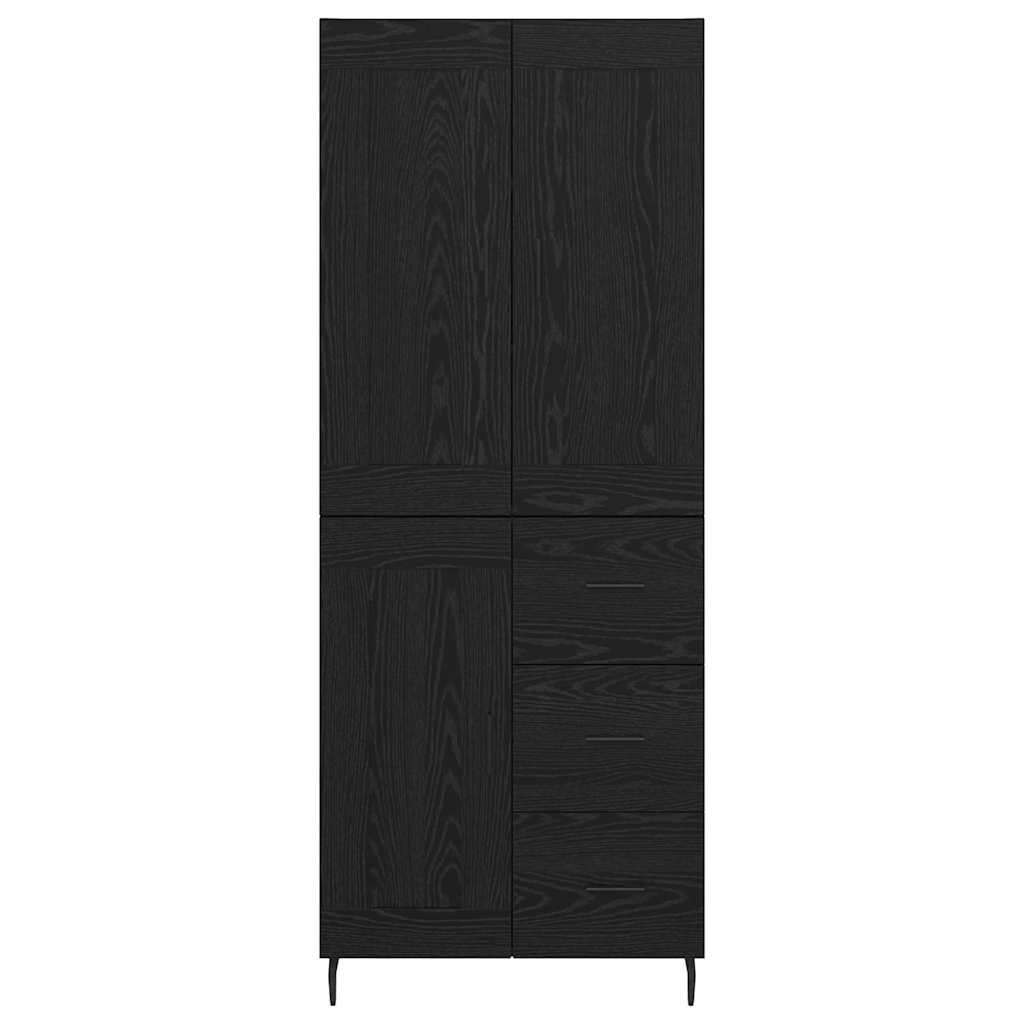 Highboard 2 pcs Zwart Eiken 69,5 x 34 x 180 cm Bewerkt hout