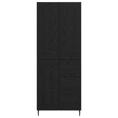 Highboard 2 pcs Zwart Eiken 69,5 x 34 x 180 cm Bewerkt hout