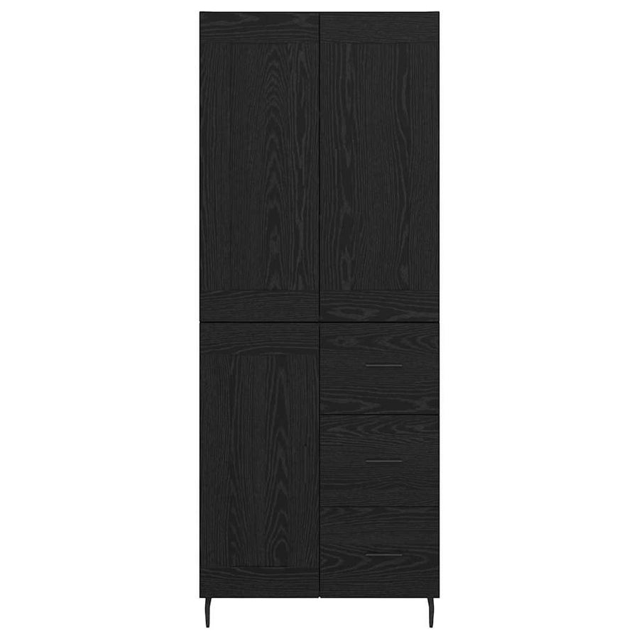 Highboard 2 pcs Zwart Eiken 69,5 x 34 x 180 cm Bewerkt hout