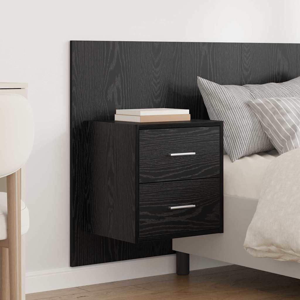 Hoofdbord Met Kast met lade 3 pcs Zwart Eiken Bewerkt hout
