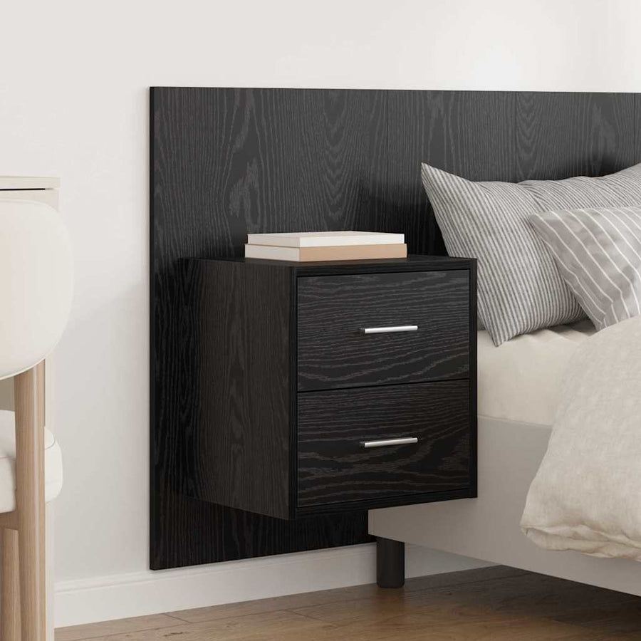 Hoofdbord Met Kast met lade 3 pcs Zwart Eiken Bewerkt hout