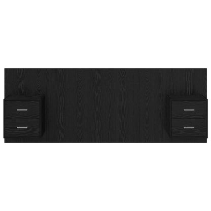Hoofdbord Met Kast met lade 3 pcs Zwart Eiken Bewerkt hout