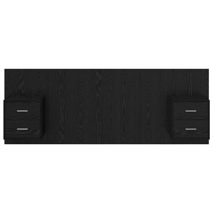 Hoofdbord Met Kast met lade 3 pcs Zwart Eiken Bewerkt hout
