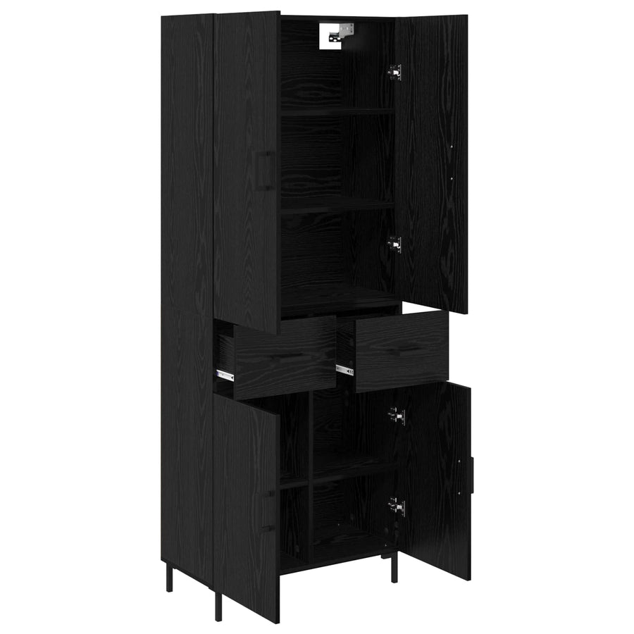 Highboard met lade Zwart Eiken 69,5 x 34 x 180 cm Bewerkt hout