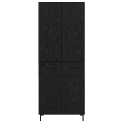 Highboard met lade Zwart Eiken 69,5 x 34 x 180 cm Bewerkt hout