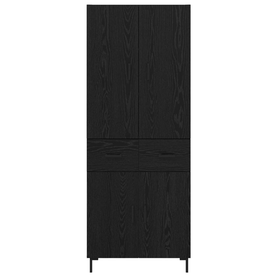 Highboard met lade Zwart Eiken 69,5 x 34 x 180 cm Bewerkt hout