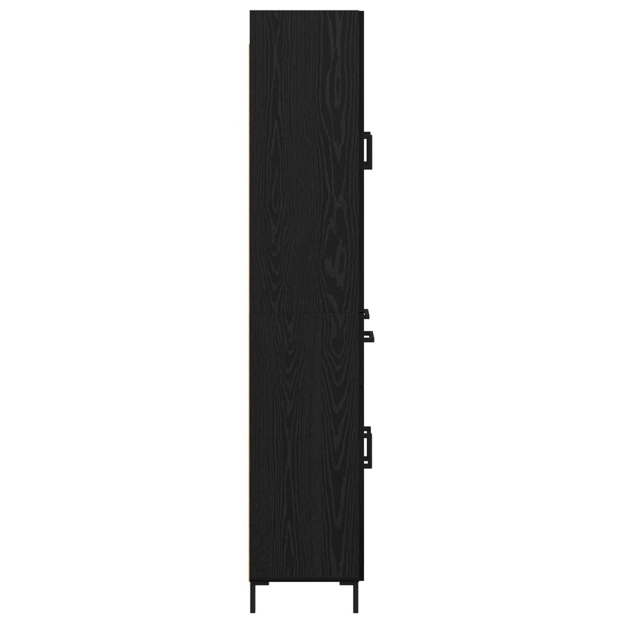 Highboard met lade Zwart Eiken 69,5 x 34 x 180 cm Bewerkt hout