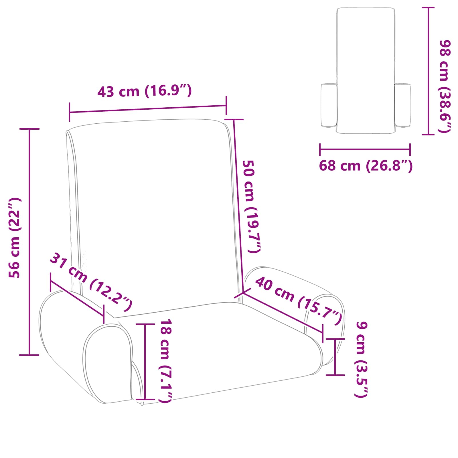 Vloerstoel Kaki 68 x 51 x 56 cm Grove Fluweel