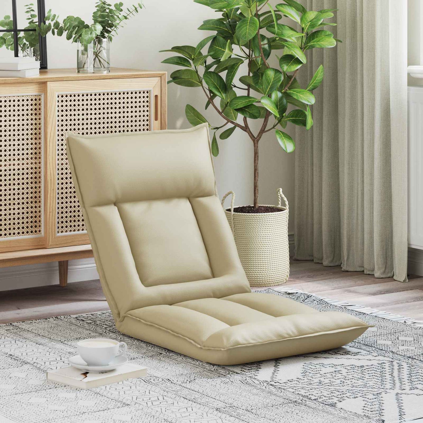 Vloerstoel Crème 55 x 61 x 70 cm Nep Leer