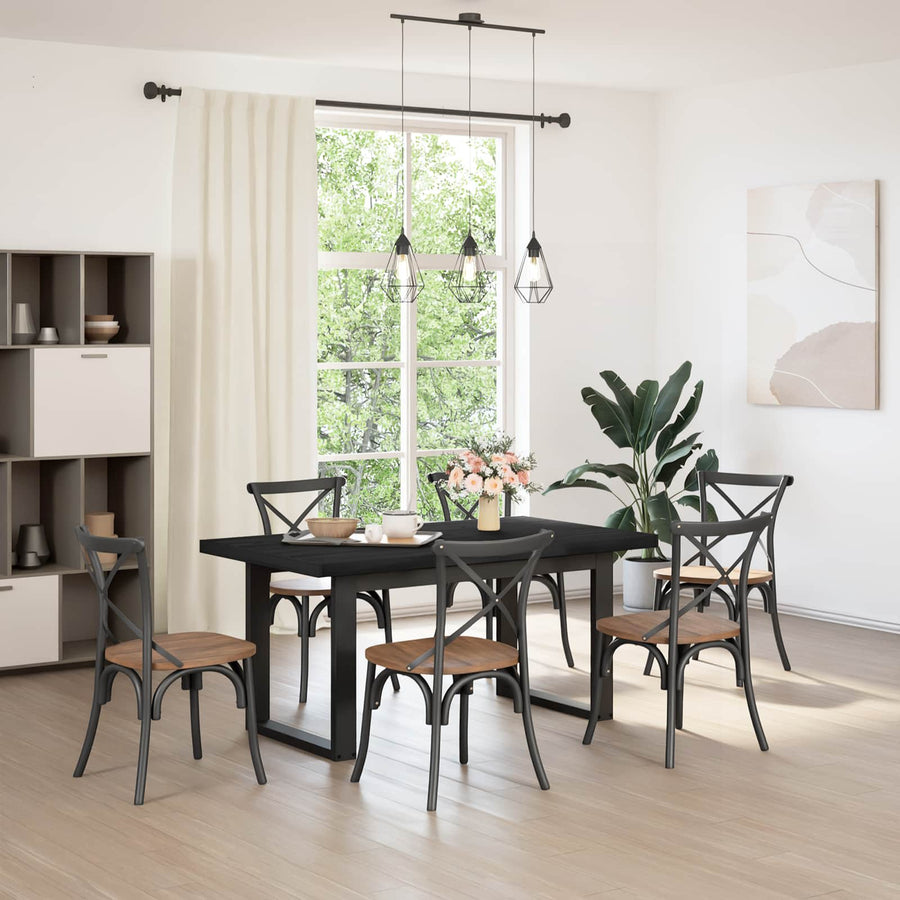 Eettafel NOAIN 160 cm Massief grenenhout Zwart Rechthoekig