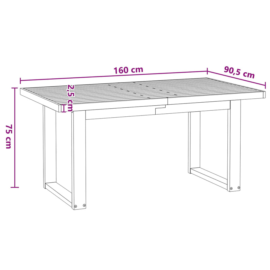 Eettafel NOAIN 160 cm Massief grenenhout Zwart Rechthoekig