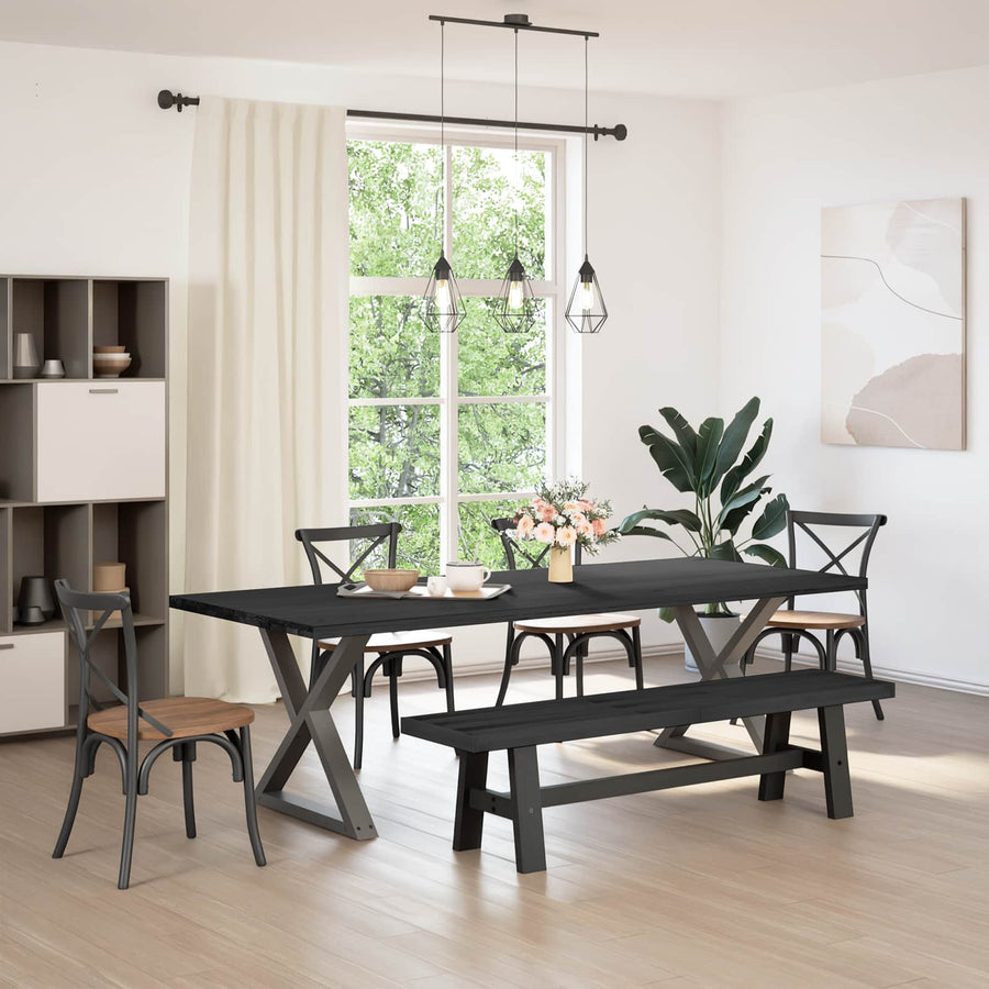 Eetbank NOAIN 180 x 41 x 45 cm Massief grenenhout Zwart