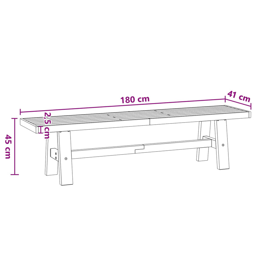 Eetbank NOAIN 180 x 41 x 45 cm Massief grenenhout Zwart