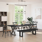 Eetbank 180x41x45 cm massief grenenhout zwart