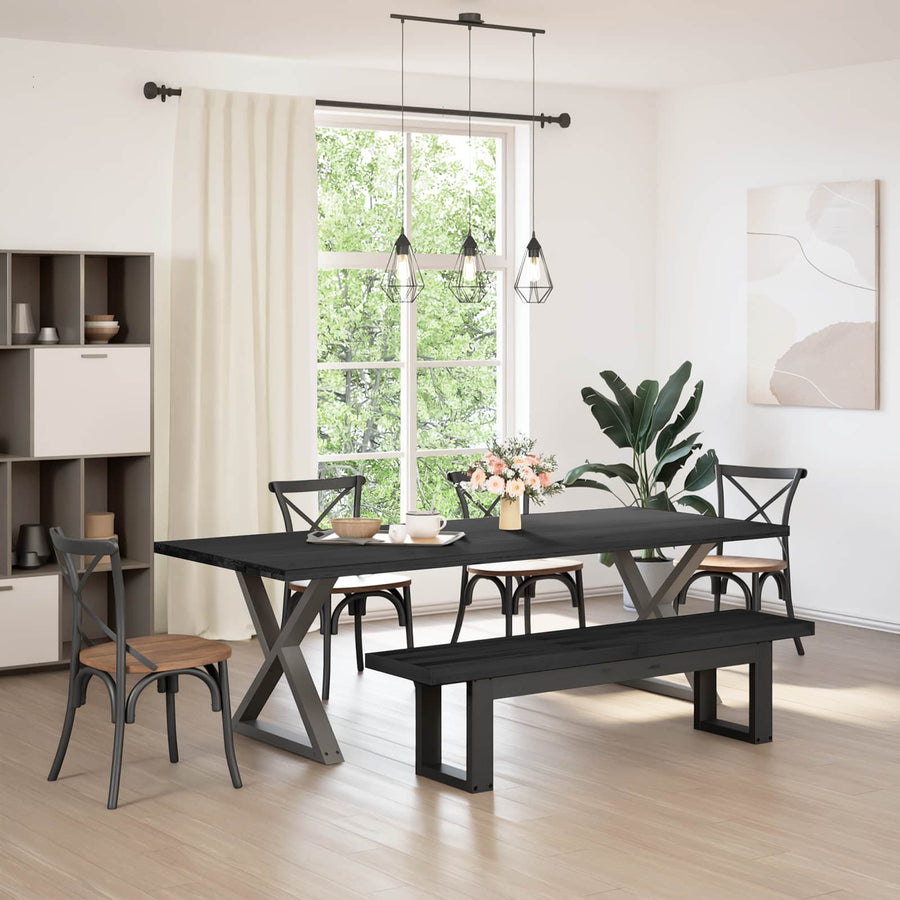 Eetbank NOAIN 180 x 41 x 45 cm Massief grenenhout Zwart