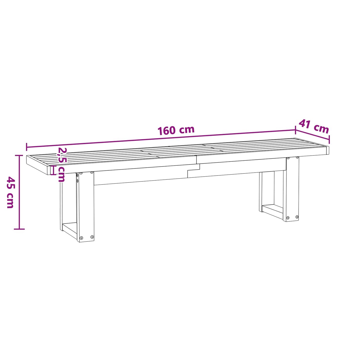 Eetbank NOAIN 160 x 41 x 45 cm Massief grenenhout Naturel