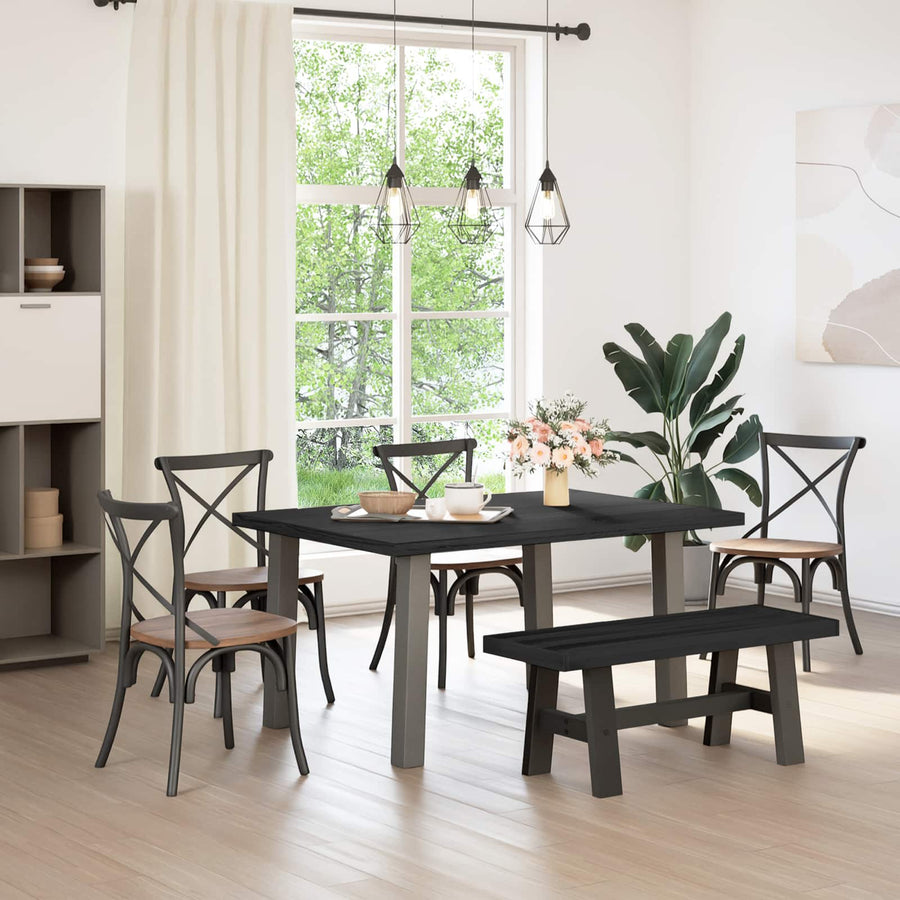 Eetbank NOAIN 120 x 41 x 45 cm Massief grenenhout Zwart