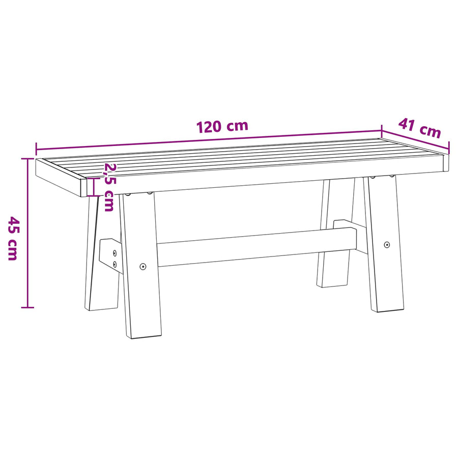 Eetbank NOAIN 120 x 41 x 45 cm Massief grenenhout Zwart