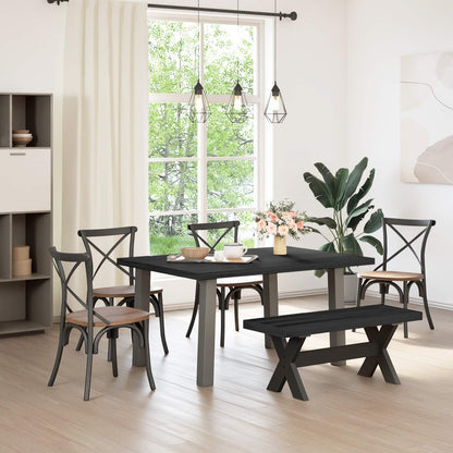Eetbank NOAIN 120 x 41 x 45 cm Massief grenenhout Zwart
